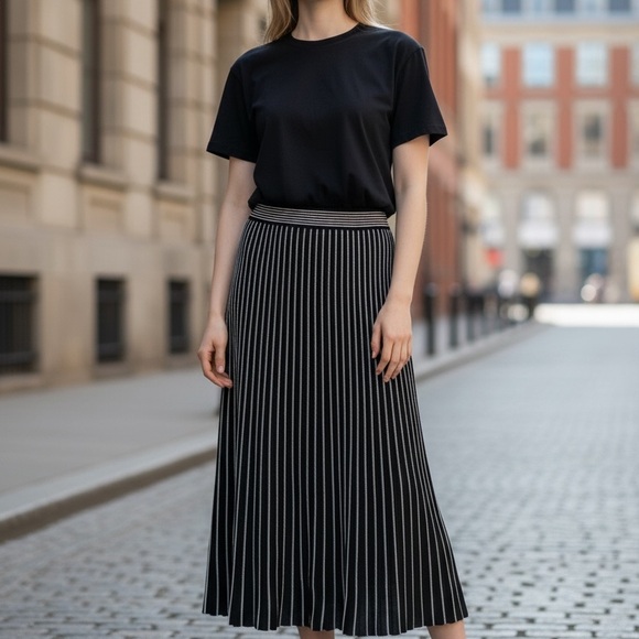 Elegant Black and White Striped Skirt - Picture 4 of 4
